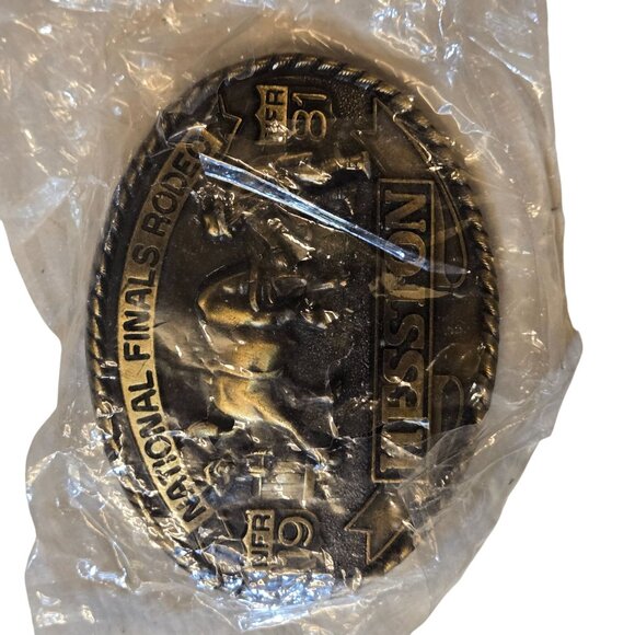 1981 NFR Belt Buckle Hesston NOS Bull Rider Clown Cowboy National Finals Rodeo - Picture 8 of 12